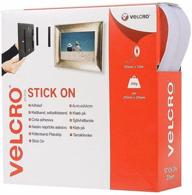 Velcro Brand White Self-Adhesive Stick On Tape, Width: 2 cm, Length: 10 m