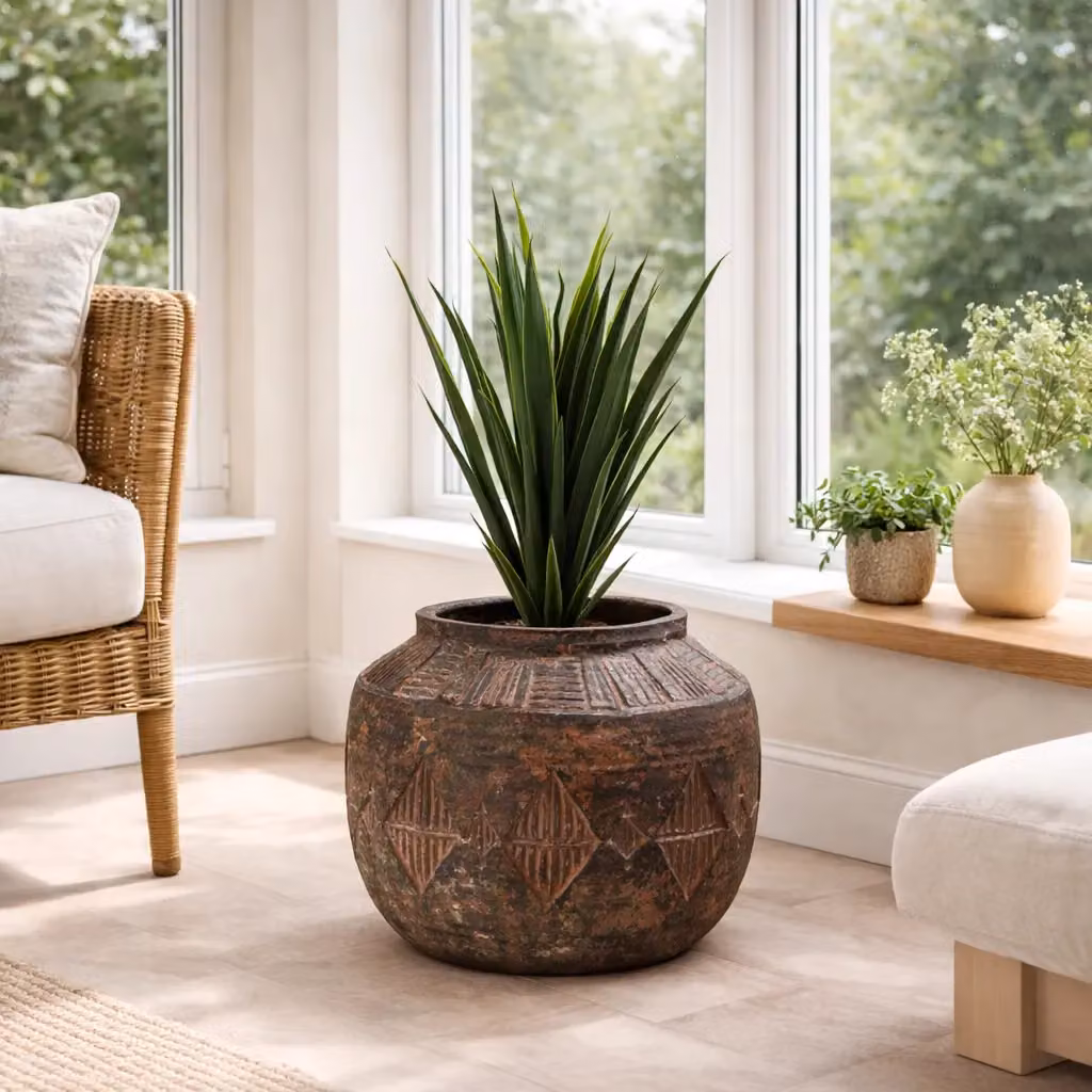 Leaf Design UK Aztec Diamond Large Planter in Brown, W: 27 cm, H: 36 cm – 2