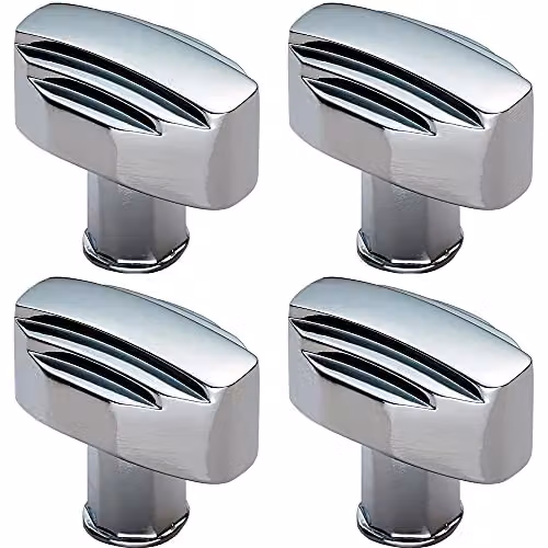 Loops 4 Pack Square Geometric Cabinet Door Knobs in Polished Chrome