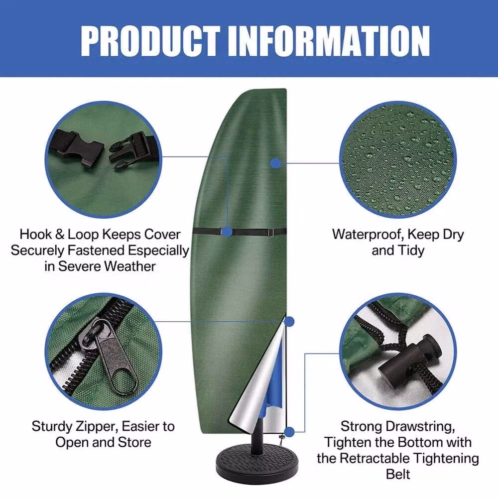 FLAVORA Green Heavy Duty Parasol Cover, W/D/H: 100 x 15 x 15 cm – 4