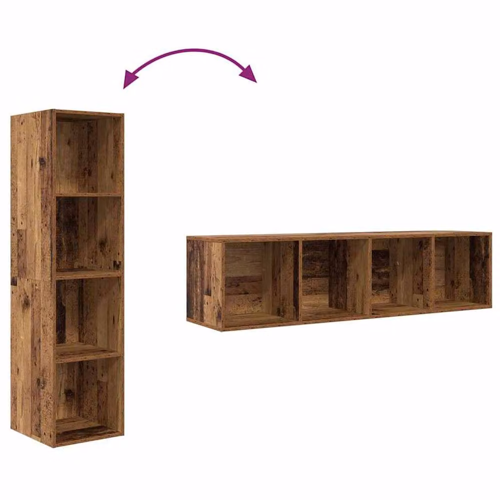 Berkfield Home 2-Piece Brown TV Cabinet Set in Engineered Wood, W/D/H: 37 x 37 x 142.5 cm – 3