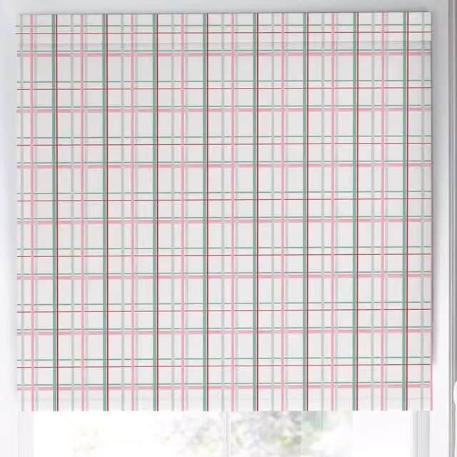 Laura Ashley Burford Check Made to Measure Blackout Roller Blind in Rose Pink and Multicolour