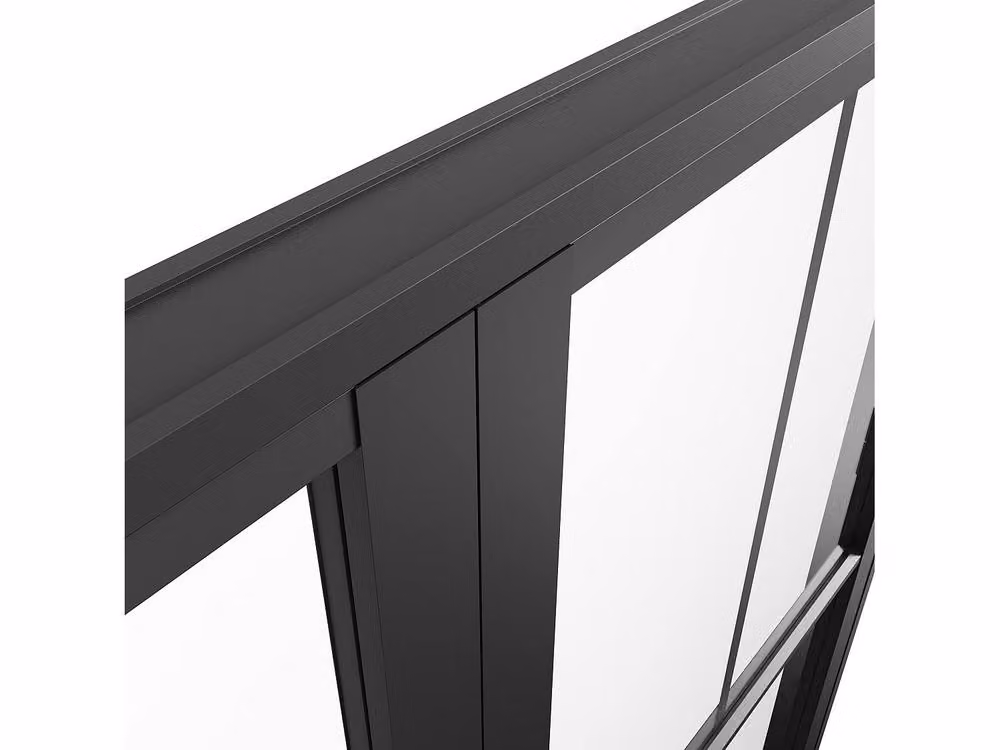 Vente-unique Double Swing Aluminum and Frosted Glass Door Unit in Black, H: 204 cm, W: 73 cm – 4