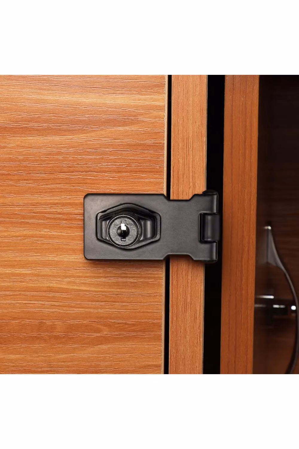 Living and Home Black Metal Mechanical Keyed Hasp Lock with Twist Knob for Cabinets – 2