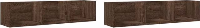 Berkfield Home Wall Mounted Cabinets, 2 Piece, Brown Oak, W: 75 cm, D: 18 cm, H: 16.5 cm