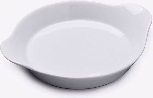 WM Bartleet & Sons White Porcelain Round Gratin Dish with Handles, 13 cm – 1