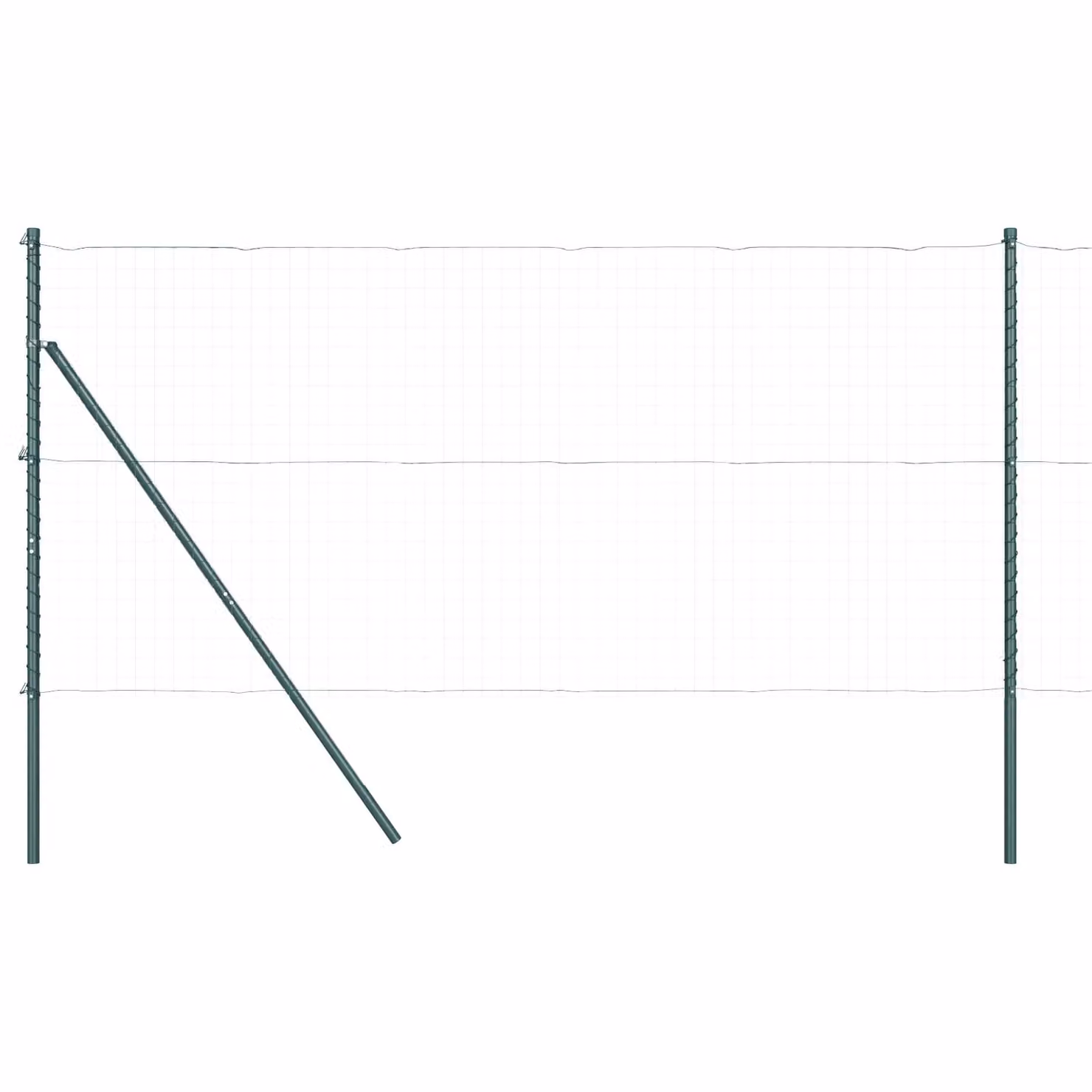 Berkfield Home Set of 13 Green Round Galvanised Steel and Plastic Fence Posts, Height: 200 cm, Diameter: 3.2 cm – 4