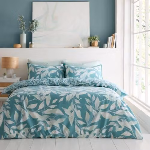 GAVENO CAVAILIA Reversible Floral Duvet Cover Set in Blue and Green, Double Bedding with Pillowcases, W/D/H: 200 x 200 cm