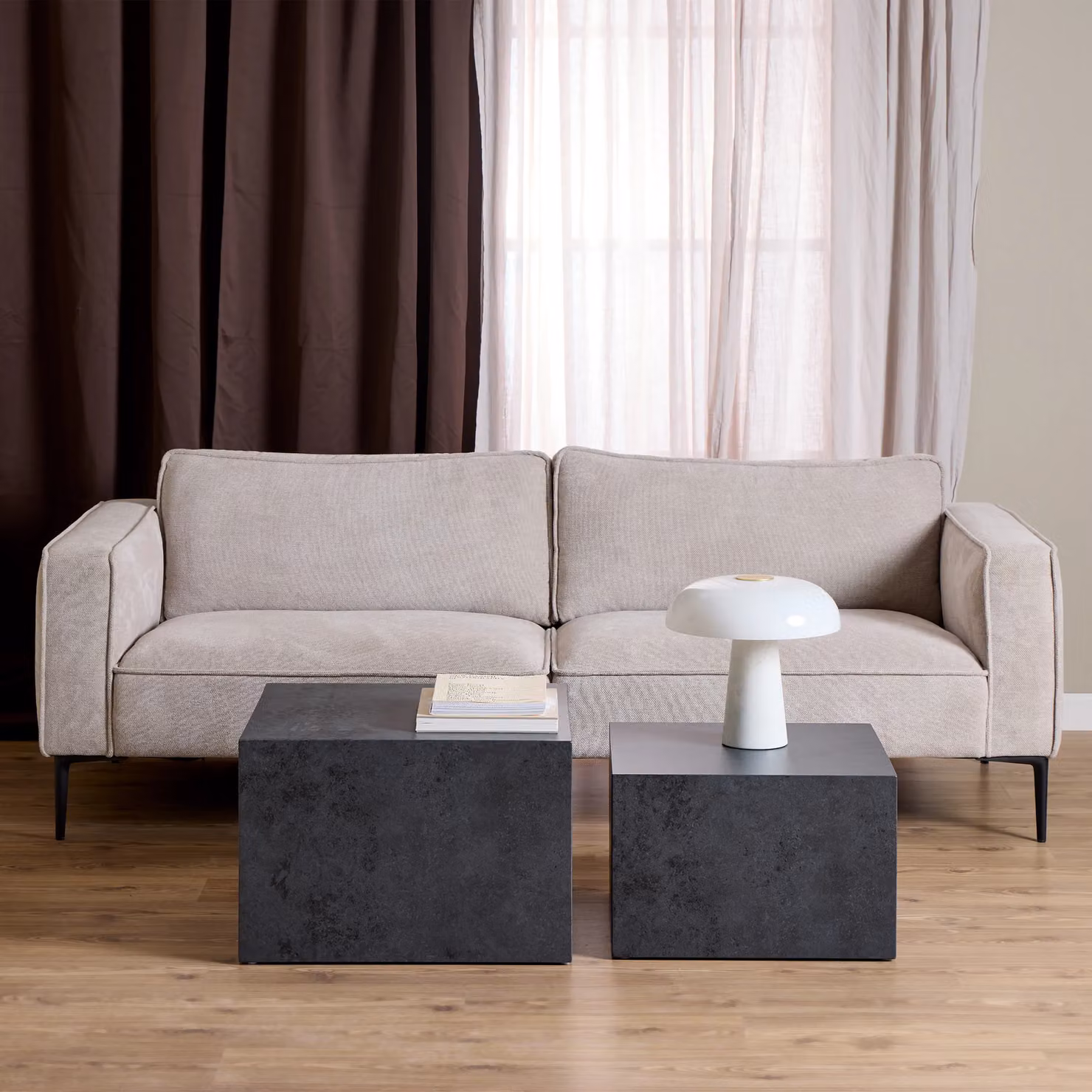 Furniture To Go Dice Square Coffee Table Set in Black Ocean Rough Paper – 3