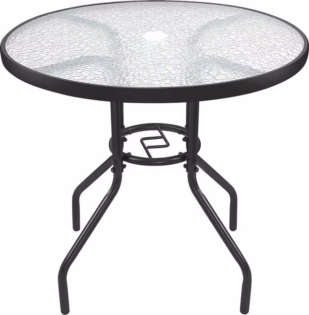 Yaheetech Modern Black Glass and Metal Patio Table
