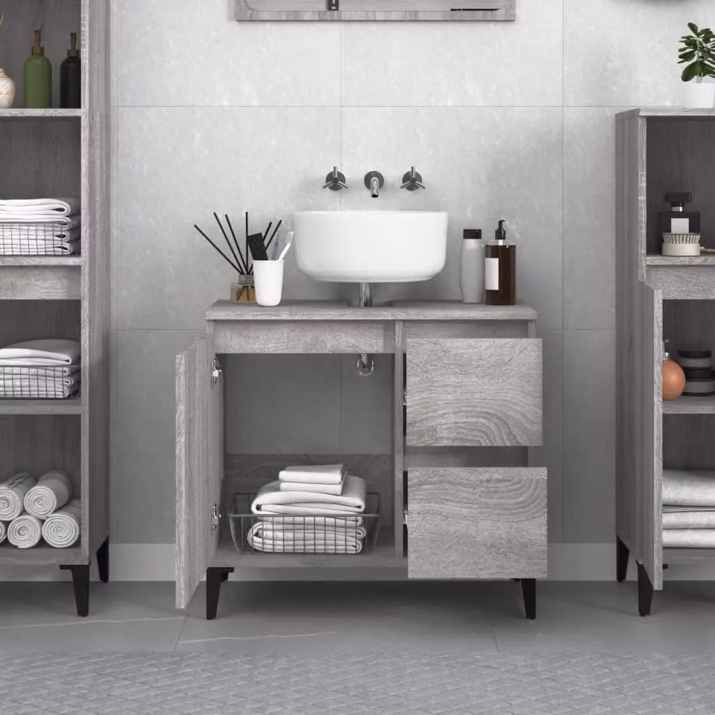 Berkfield Home Modern Grey Sonoma Bathroom Cabinet, W: 65 cm, D: 33 cm, H: 60 cm – 2