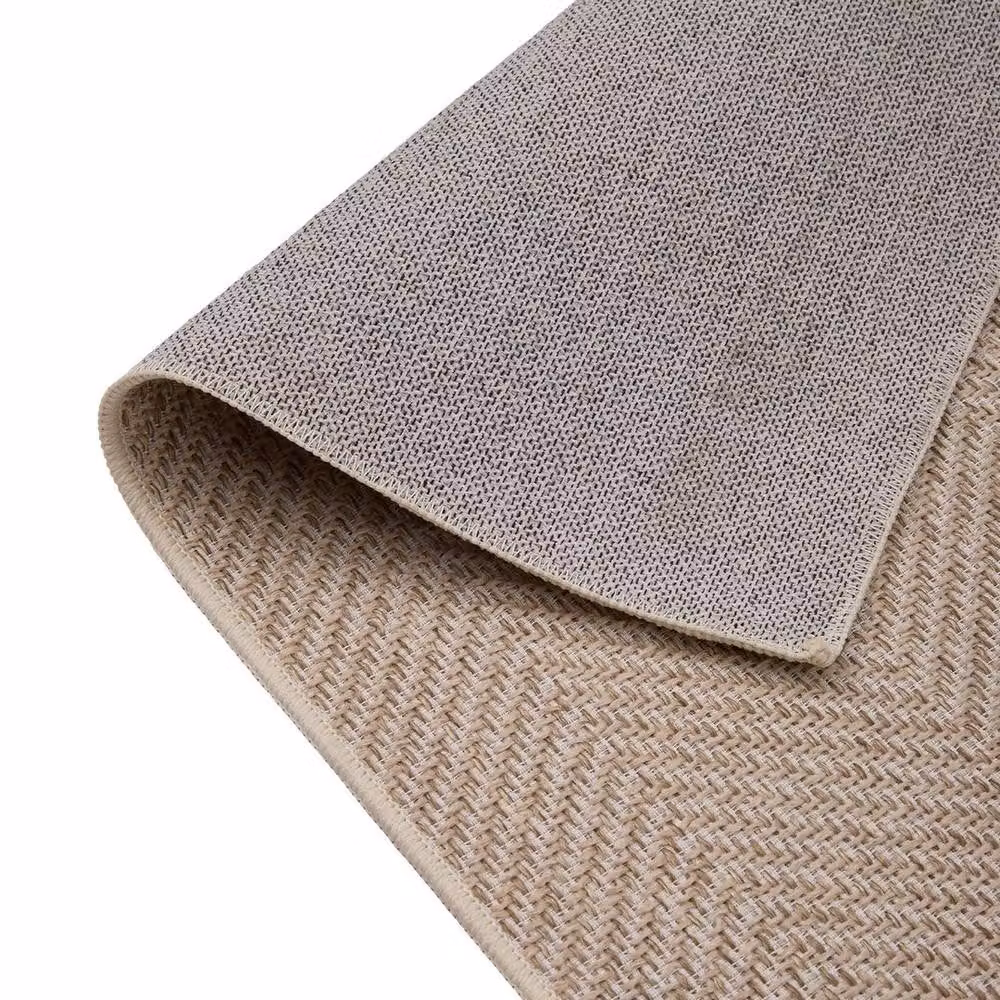 NESTLUNE Washable Non-Slip Woven Rug in Beige with Jute Look, W/D/H: 100 x 100 cm – 4