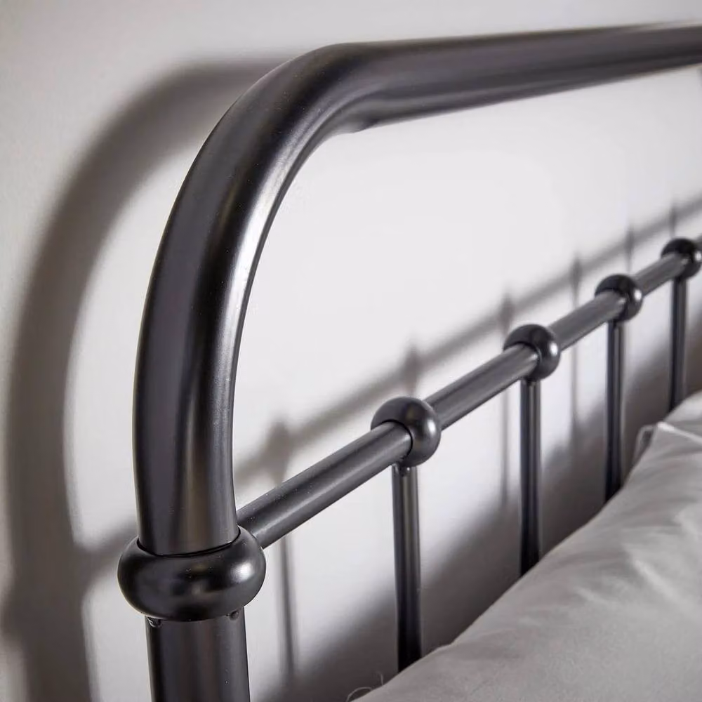FORGEVIO Small Double Metal Bar Bed Frame, Black, W/D/H: 120 x 200 cm – 4