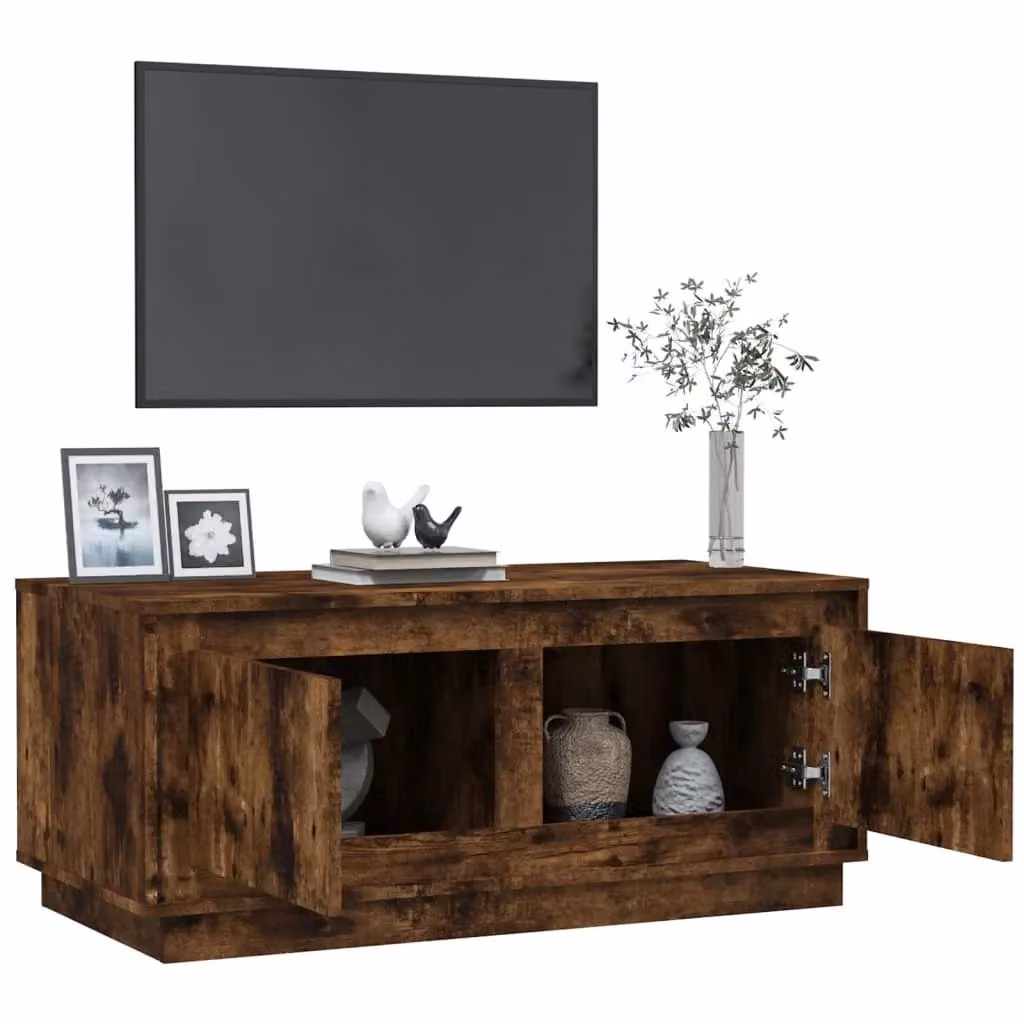 Berkfield Home Smoked Oak Coffee Table in Brown, W/D/H: 102 x 50 x 44 cm – 3