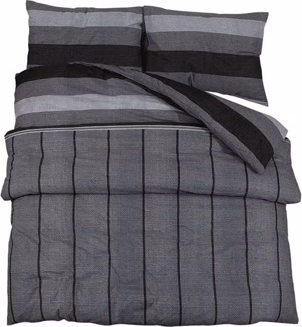 Berkfield Home Grey Cotton Duvet Cover and Pillowcase Set, W/D/H: 200 x 200 cm
