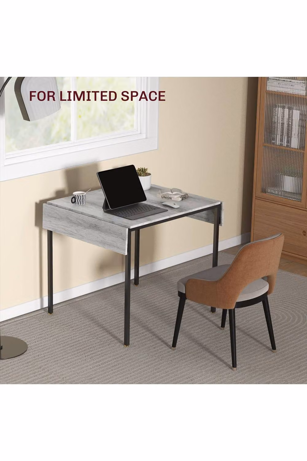 ERGOVEXA Four-Person Drop Leaf Dining Table in Grey – 2