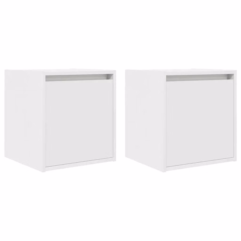 Berkfield Home Wall-Mounted Bedside Cabinets, 2 Pack, White, W/D/H: 38 x 34 x 40 cm – 2