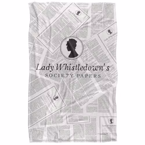Bridgerton Lady Whistledown Newsprint Super Soft Fleece Throw Blanket, W/D/H: 91 x 147 cm, Multicolour/White
