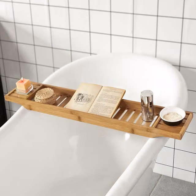 SoBuy Bamboo Bathtub Rack Caddy Tray, Brown