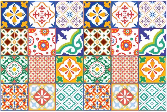 Walplus Multicoloured Wall Tile Stickers, 24 Pack, 15 x 15 cm
