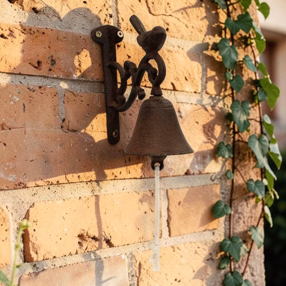 Four Candle Rustic Cast Iron Bird Doorbell, Brown, Wall Mounted, 16 cm – 2