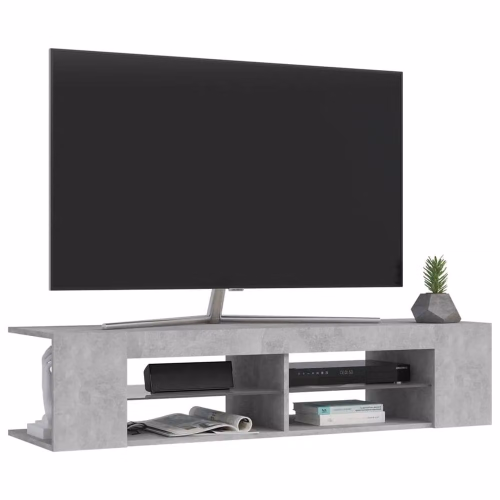 Berkfield Home Modern TV Cabinet with Integrated LED Lights in Concrete Grey, W/D/H: 135 x 39 x 30 cm – 3