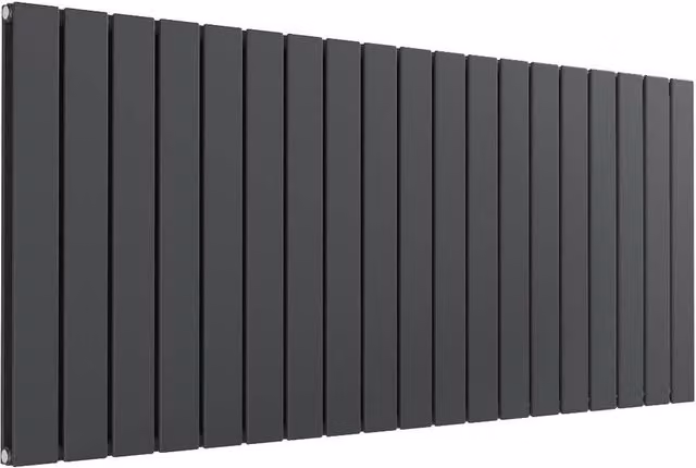 Reina Anthracite Double Panel Steel Horizontal Designer Radiator H: 60 cm, W: 140.2 cm, D: 6 cm – 3