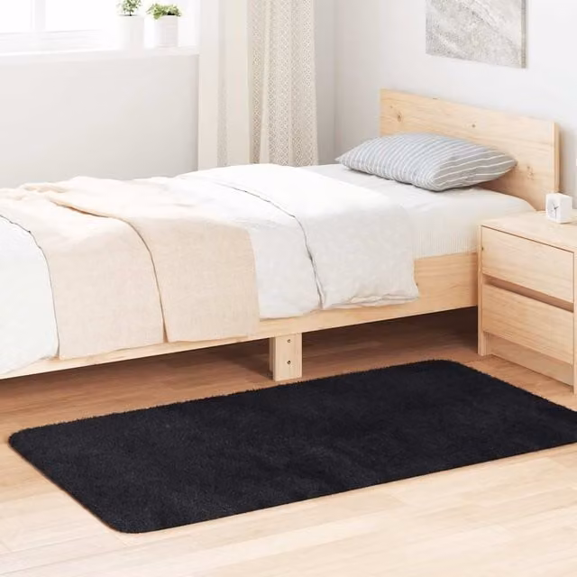 Berkfield Home NAVARRA Shaggy High Pile Rug, Black, W/D/H: 80 x 150 cm