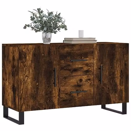 vidaXL Modern Sideboard in Brown Smoked Oak, W/D/H: 100 x 36 x 60 cm – 4