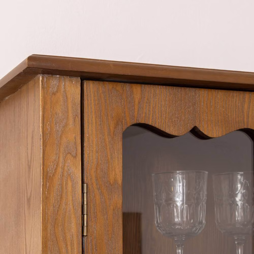 Melody Maison Ashwell Tall Freestanding Display Cabinet with Glass Doors in Brown – 3