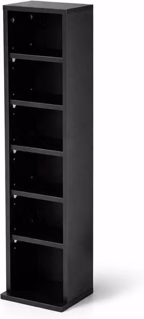 Nordara 6-Tier Black Wooden CD and DVD Storage Tower with 102 Media Compartments – 1