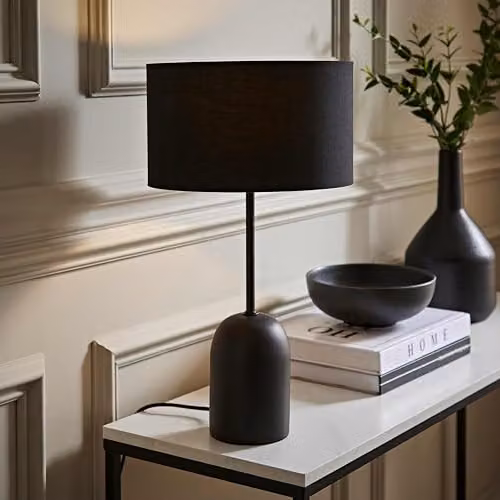 ValueLights Kaiden Dome Table Lamp with Black Fabric Drum Shade – 2