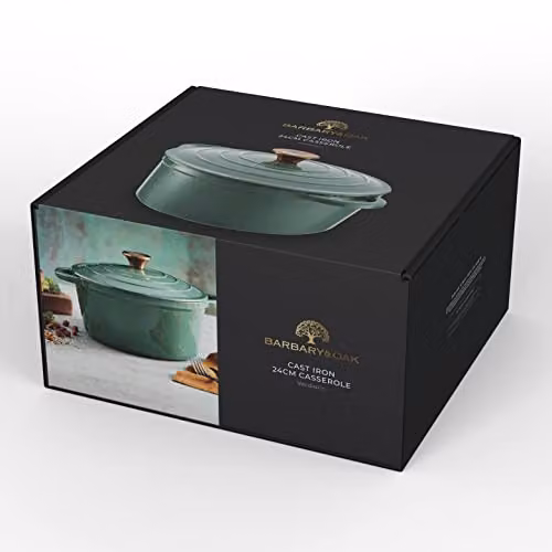 Tower Enamelled Cast Iron Casserole Pan, Green, Diameter: 24 cm – 10