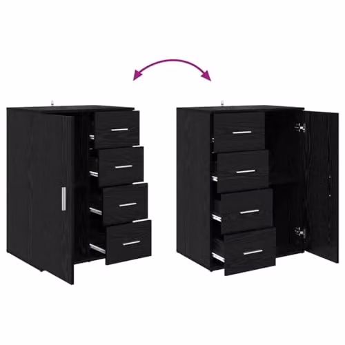 vidaXL CORONA Set of 2 Modern Sideboards in Black Oak, W/D/H: 59 x 39 x 80 cm – 4