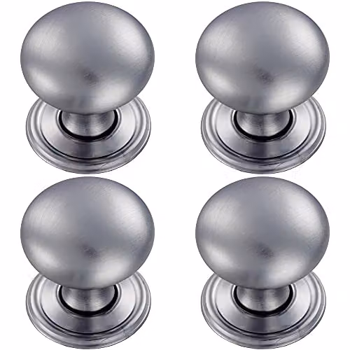 Loops 4 Pack Round Victorian Cupboard Door Knobs in Satin Chrome, Diameter: 38 mm – 1
