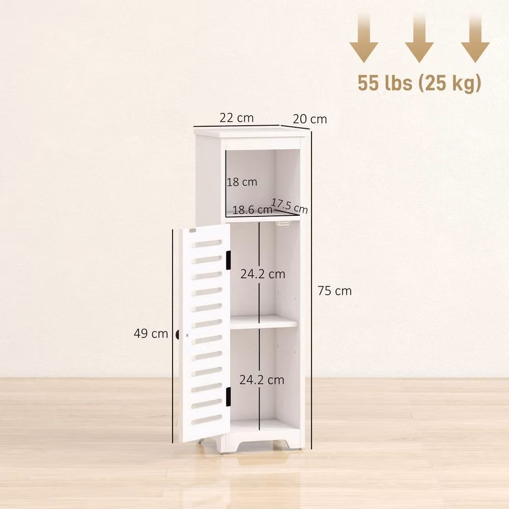 ERGOVEXA Modern Freestanding Bathroom Floor Cabinet in White, W/D/H: 22 x 20 x 75 cm – 2