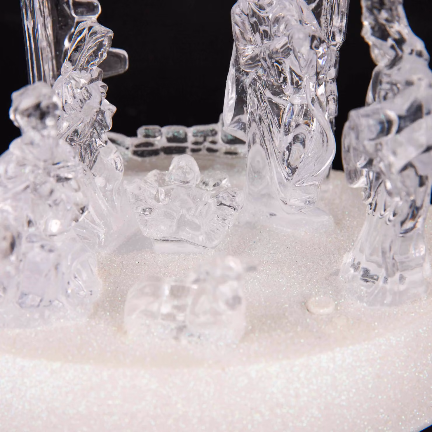 Shatchi Musical Nativity Scene Acrylic Sculpture with Pre-Lit LED Lights, Transparent, Height: 20 cm – 5