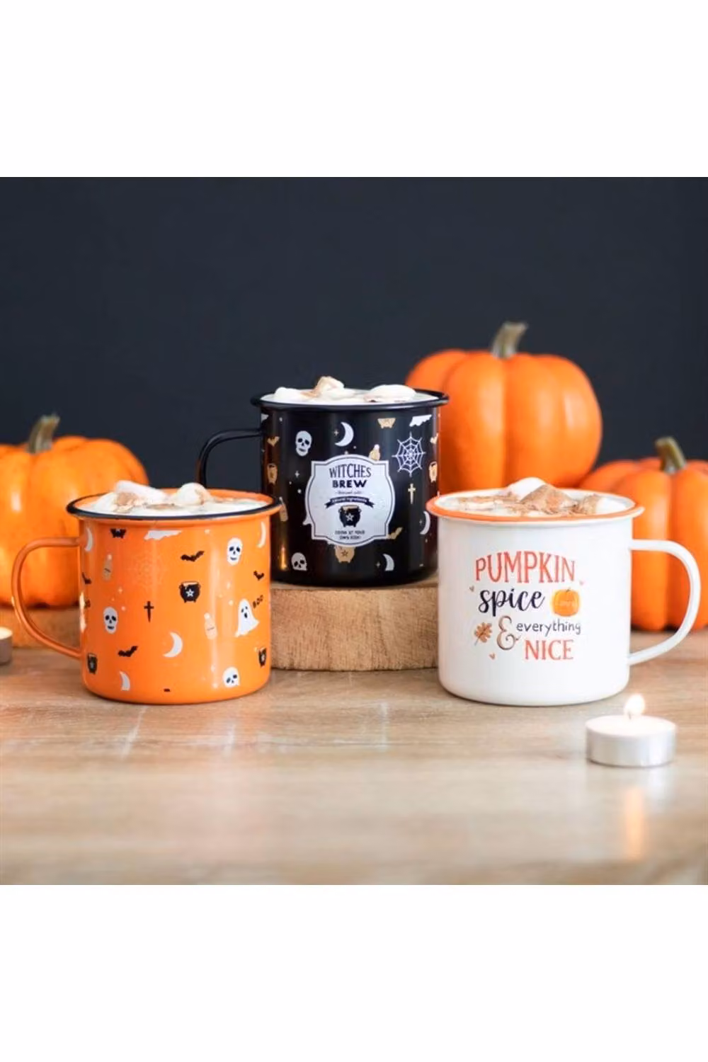 KDMD Pumpkin Spice Floral Enamel Aluminium Mug in White – 2