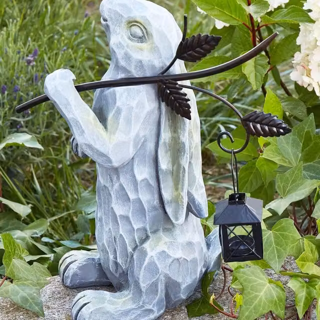 Wyld and Coco Home Grey Easter Bunny Figurine, Height: 37 cm