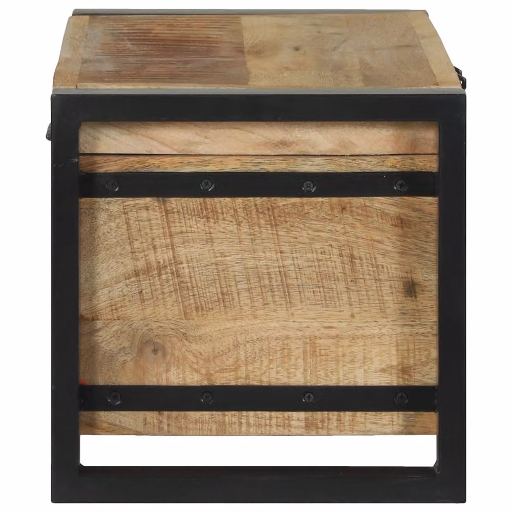 Berkfield Home Rustic Brown Solid Mango Wood and Metal Storage Chest, W: 60 cm, D: 30 cm, H: 30 cm – 3