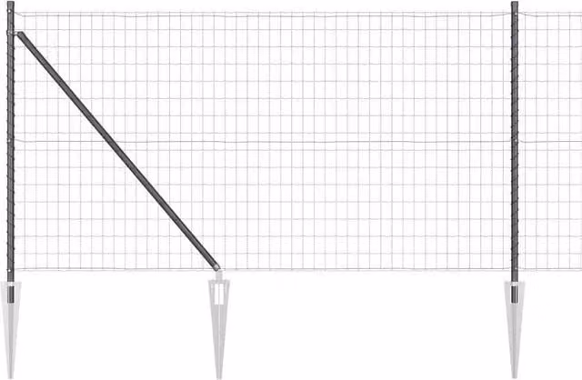 Berkfield Home Euro Fence with 7 Spike Posts, Galvanised Steel, Grey and Silver, W: 10 m – 1