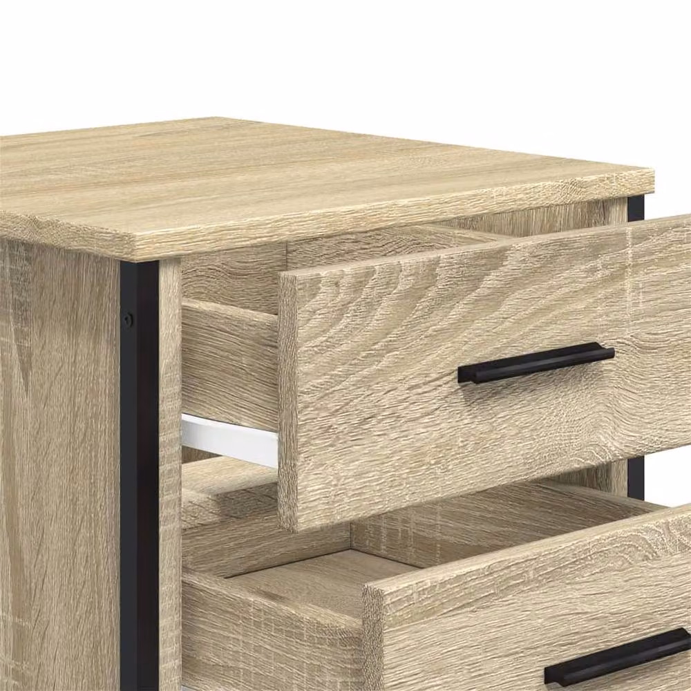 Berkfield Home Set of 2 Bedside Cabinets in Sonoma Oak and Light Tan, W/D/H: 40 x 41 x 40 cm – 4