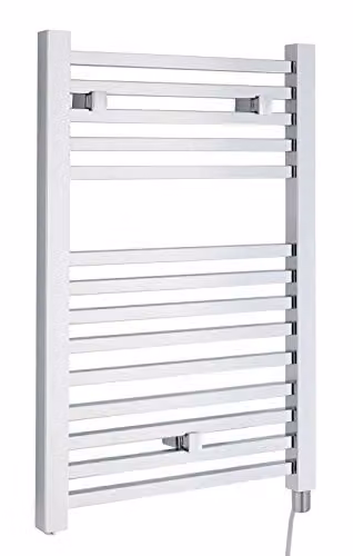Hudson Reed HL150 Modern Bathroom 200 Watt Vertical Electric Heated Towel Rail, Silver, H: 69.0 cm, W: 50.0 cm – 1