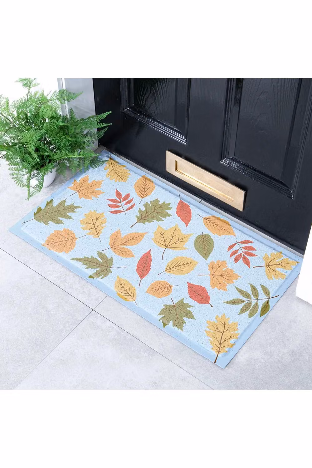 Artsy Mats Autumn Colour Leaves Indoor Outdoor Doormat in Light Blue, W/D/H: 70 x 40 cm – 2