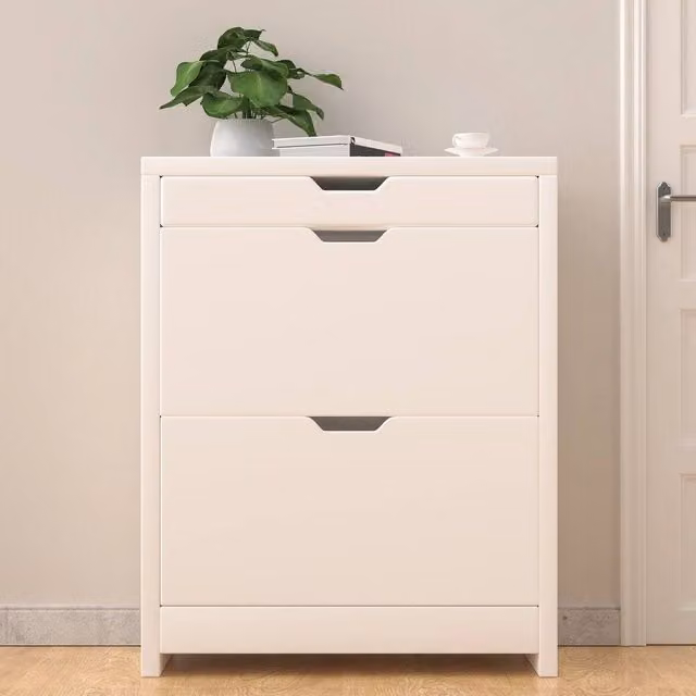 NESTLUNE White Wooden Shoe Rack and Storage Stand, W: 100 cm, D: 15 cm – 1