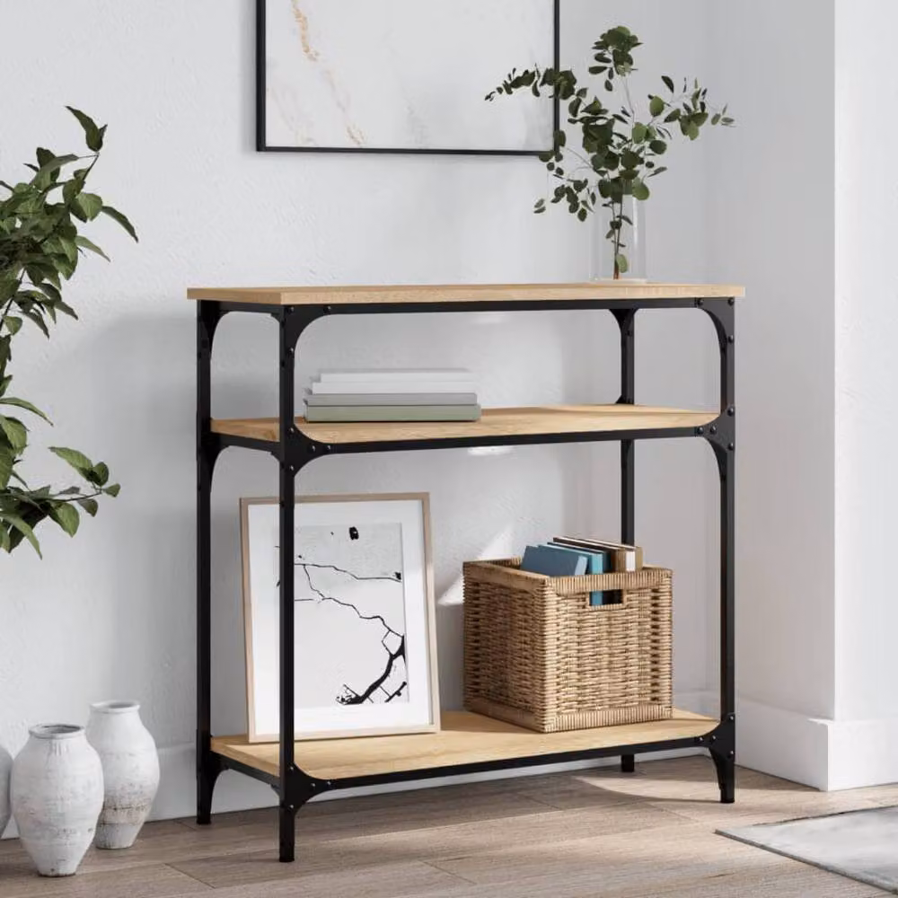 Berkfield Home Sonoma Oak Console Table in Brown, W/D/H: 75 x 29 x 75 cm – 2