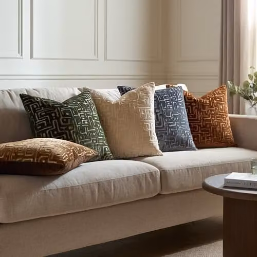 HOEM Soren Brown Cut Velvet Abstract Square Cushion, W/D/H: 45 x 45 x 45 cm – 5