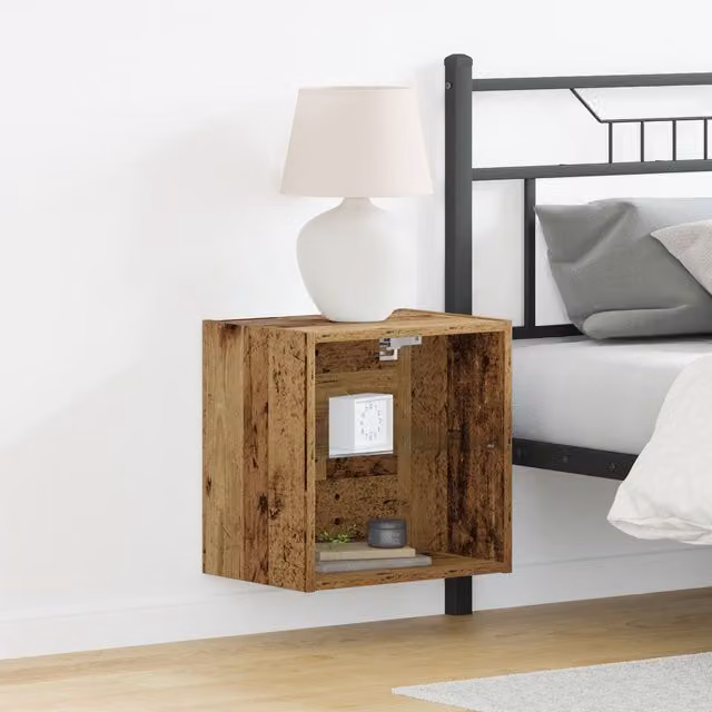 Berkfield Home Rustic Old Wood Floating Shelf in Brown, W: 40 cm, D: 28 cm, H: 5 cm – 1