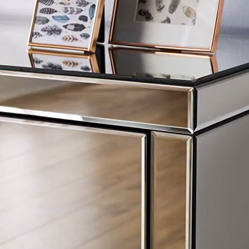 Birlea Seville Silver Mirrored 2 Drawer Bedside Table W: 40 cm, D: 40 cm, H: 60 cm – 5