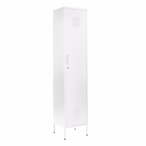 Moderna Metal Locker Cabinet with Lock and Adjustable Shelves, White, H x W x D: 180 x 38.5 x 38.5 cm – 1